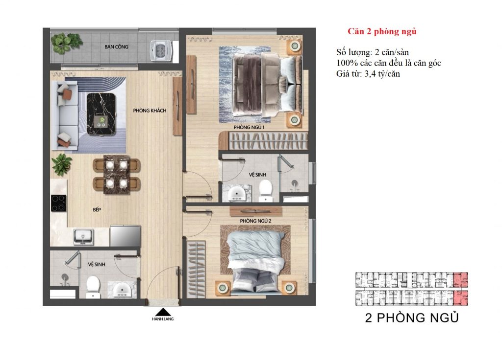 Căn hộ The Pathway P2 Sầm Sơn - Cập nhật đầy đủ nhất 9 MB can 2PN The Pathway 1536x1040 1