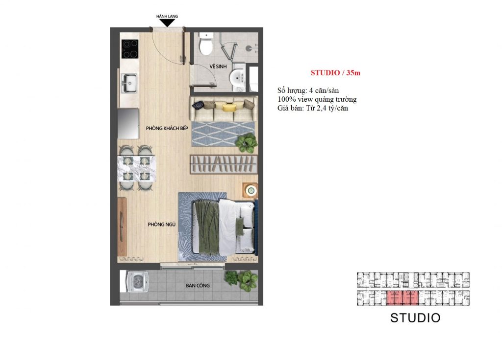 Căn hộ The Pathway P2 Sầm Sơn - Cập nhật đầy đủ nhất 12 MB can Studio The Pathway 1536x1 1